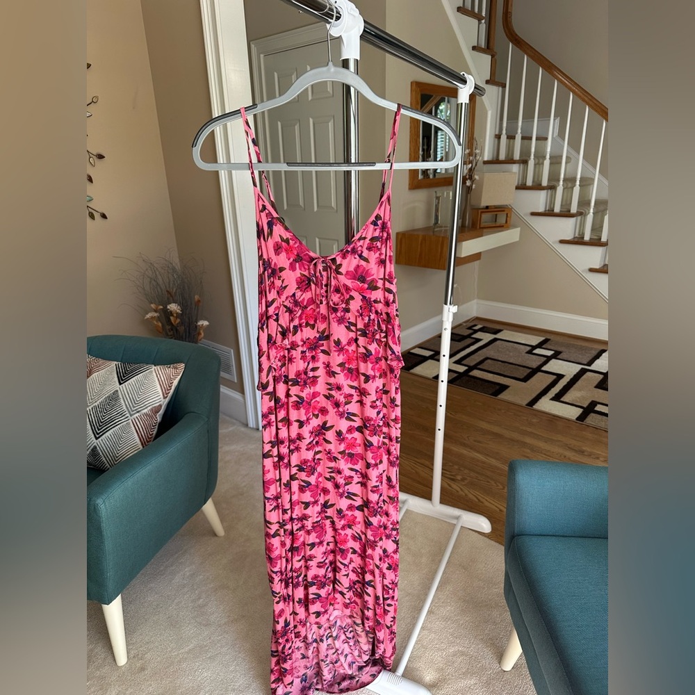 American Eagle Pink Floral Long  Dress size Small